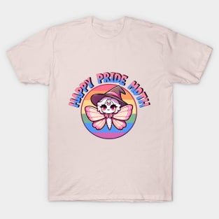 Happy Pride Moth Pun LGBTQ Cute Kawaii Witch Animal T-Shirt